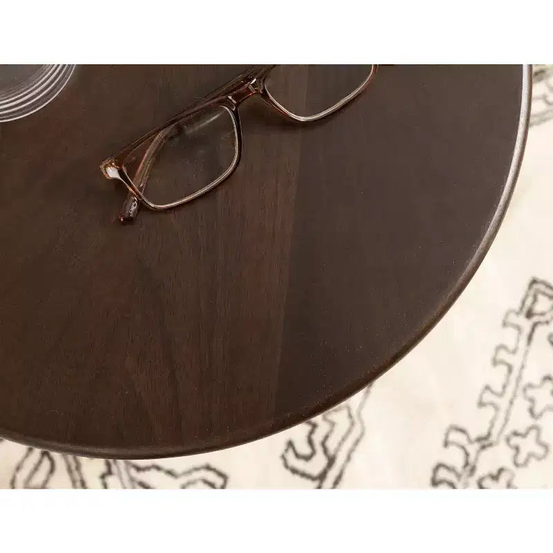 Tavolino d'appoggio in legno e metallo, 14x14x24, Marrone