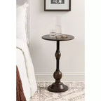 Tavolino d'appoggio in legno e metallo, 14x14x24, Marrone