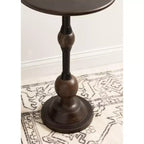 Tavolino d'appoggio in legno e metallo, 14x14x24, Marrone