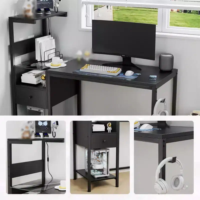 Scaffali portaoggetti per scrivania del computer, tavolo da studio e scrittura, postazione di lavoro per PC per ufficio domestico