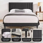 Letto a piattaforma moderno imbottito con bottoni