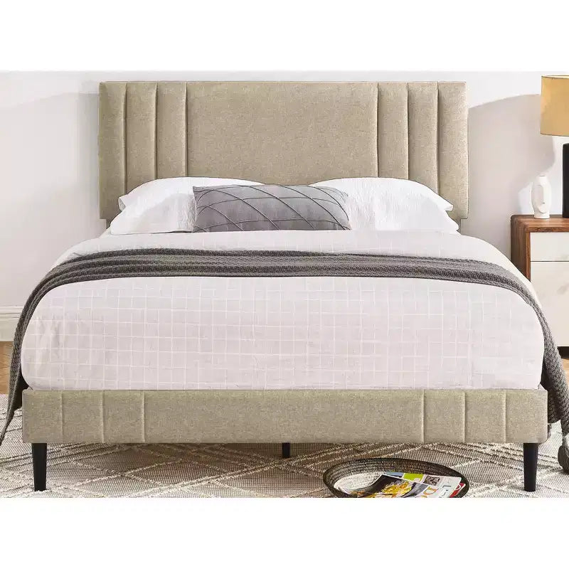 Letto a piattaforma moderno imbottito con bottoni