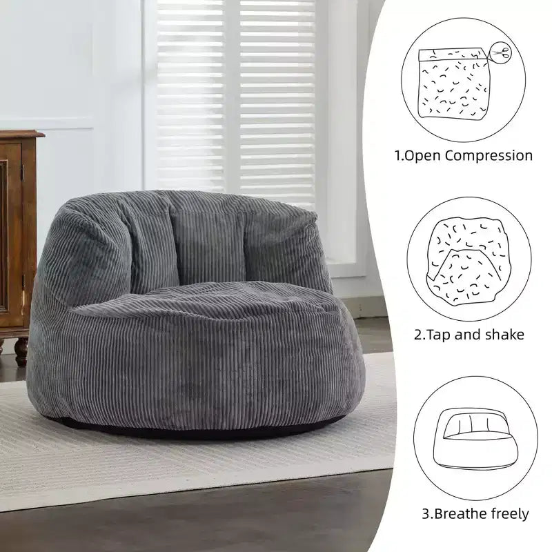Poltrona a sacco da 95 cm per tutte le età, adatta per soggiorno, camera da letto e sala giochi