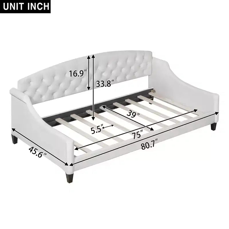 Lettino moderno di lusso con bottoni trapuntati, 80,7''L x 45,6''W