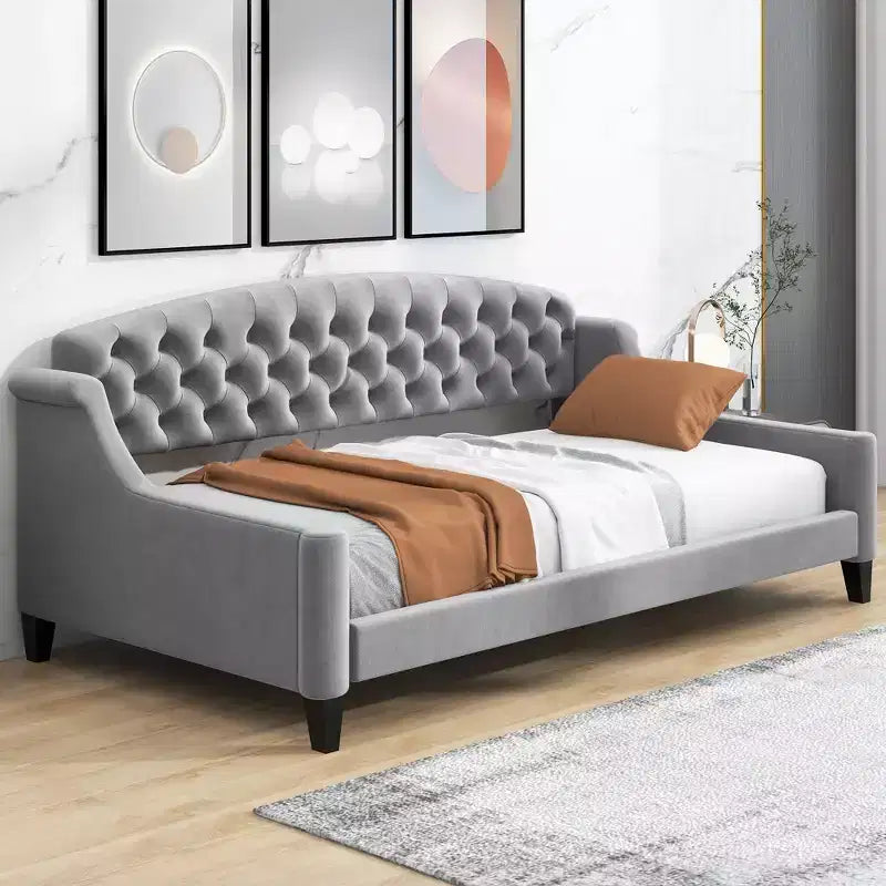 Lettino moderno di lusso con bottoni trapuntati, 80,7''L x 45,6''W