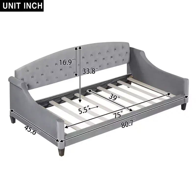 Lettino moderno di lusso con bottoni trapuntati, 80,7''L x 45,6''W