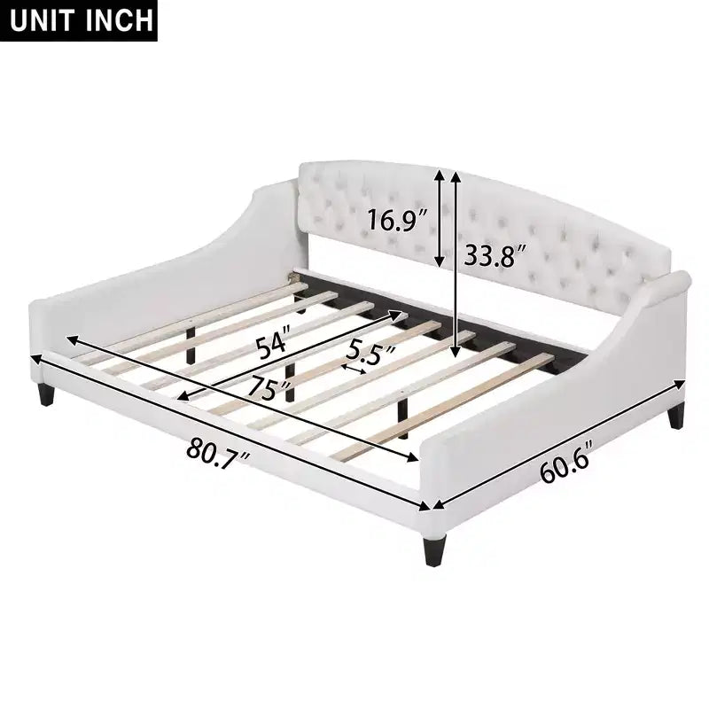 Lettino moderno di lusso con bottoni trapuntati, 80,7''L x 45,6''W