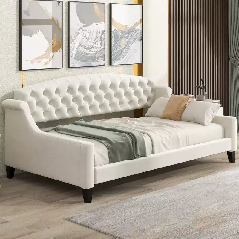 Lettino moderno di lusso con bottoni trapuntati, 80,7''L x 45,6''W