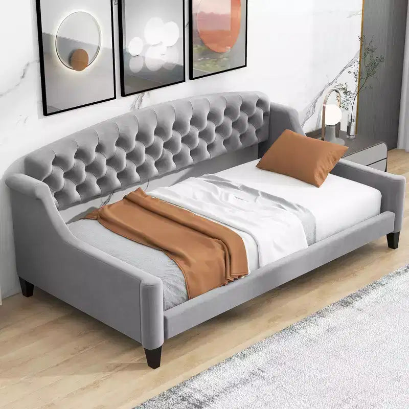 Lettino moderno di lusso con bottoni trapuntati, 80,7''L x 45,6''W