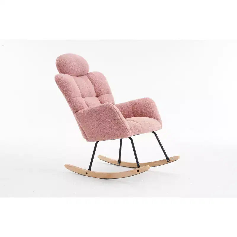 Poltrona a pozzetto moderna di metà secolo con seduta imbottita, schienale alto e cuscini (Avorio/Grigio Scuro/Rosa)