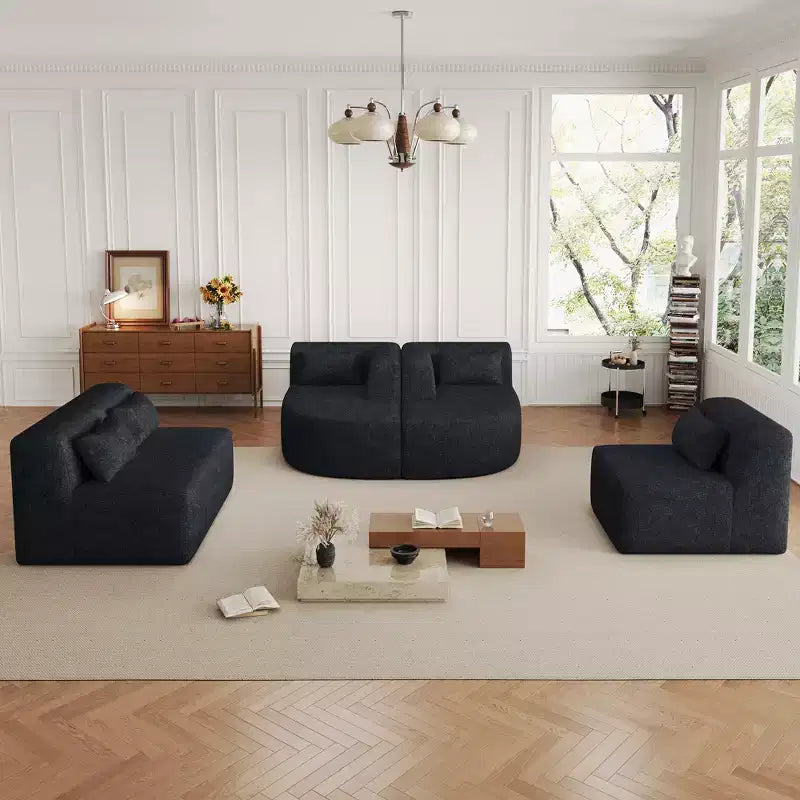 144 Divano imbottito con due chaise longue e cinque cuscini