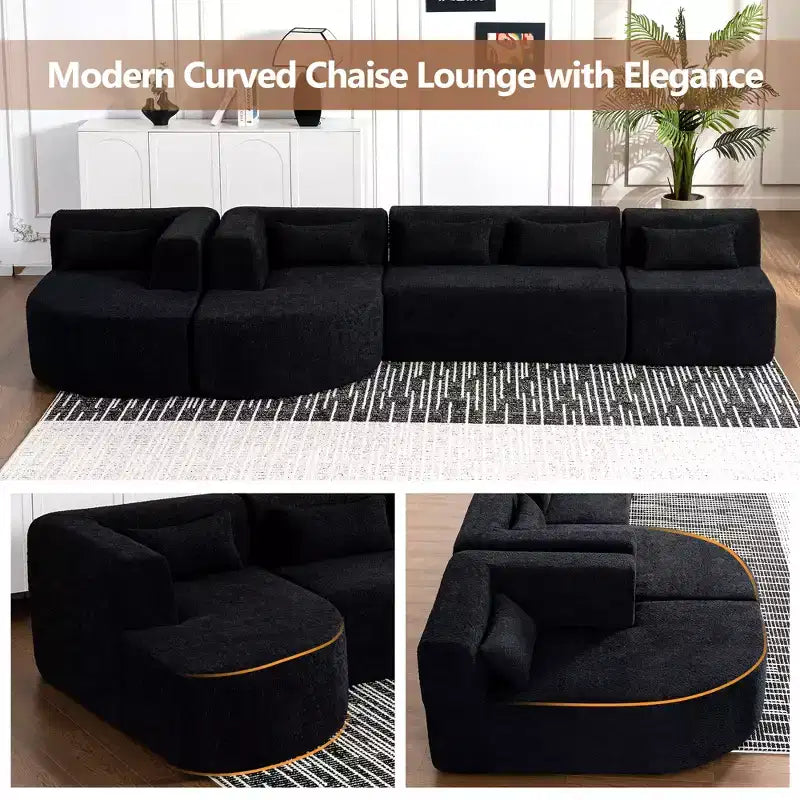 144 Divano imbottito con due chaise longue e cinque cuscini