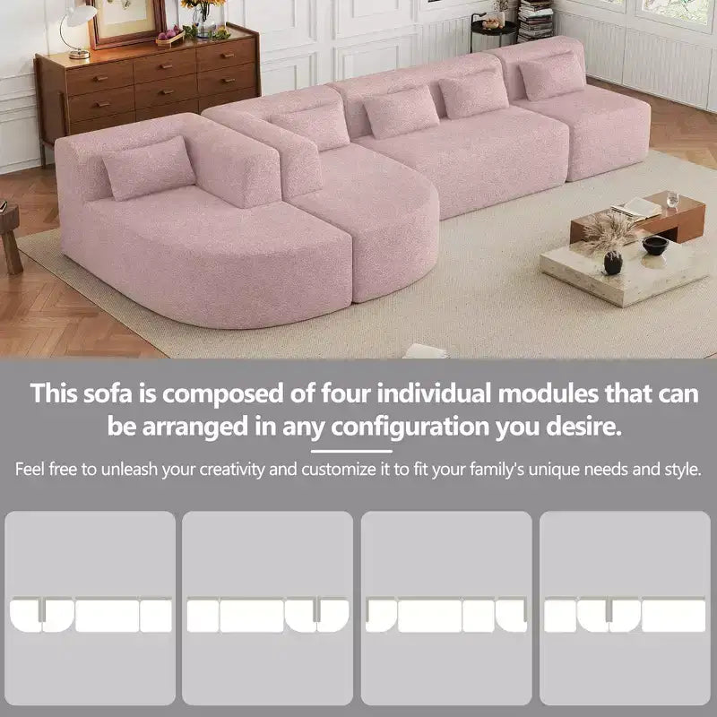 144 Divano imbottito con due chaise longue e cinque cuscini