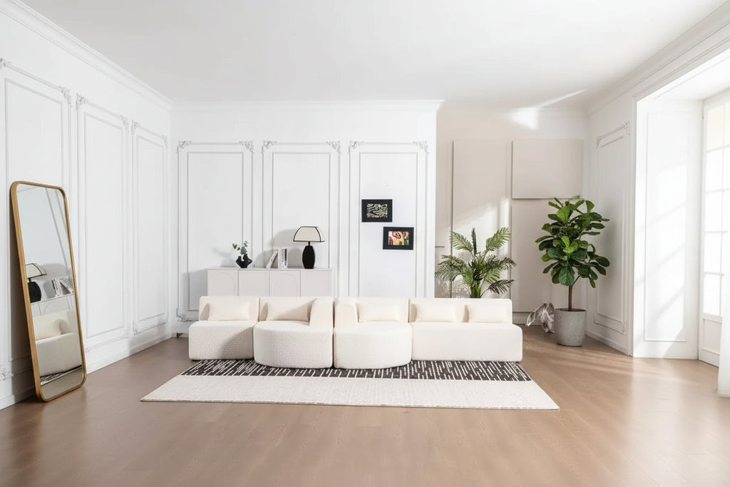 144 Divano imbottito con due chaise longue e cinque cuscini