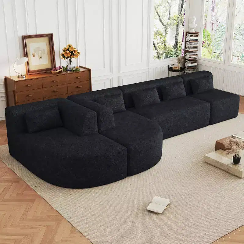 144 Divano imbottito con due chaise longue e cinque cuscini
