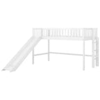 Letto a soppalco basso in legno misura doppia, con scaletta e scivolo, 77.4L x 40.5W, adatto a spazi piccoli
