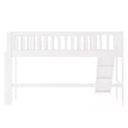 Letto a soppalco basso in legno misura doppia, con scaletta e scivolo, 77.4L x 40.5W, adatto a spazi piccoli