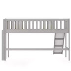 Letto a soppalco basso in legno misura doppia, con scaletta e scivolo, 77.4L x 40.5W, adatto a spazi piccoli