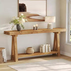 Tavolo console in legno massello da 70,9 pollici, tavolo lungo da divano in stile rustico con mensole per ingresso, soggiorno, corridoio, atrio