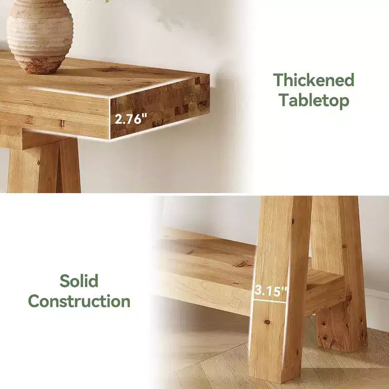 Tavolo console in legno massello da 70,9 pollici, tavolo lungo da divano in stile rustico con mensole per ingresso, soggiorno, corridoio, atrio