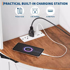 Mobiletto angolare da fattoria da 65 pollici con luce LED, espositore indipendente con anta scorrevole, 5 ripiani e porte USB e prese