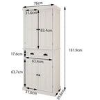 Armadio multiuso alto 180 cm con cassetto, 4 ante e ripiani regolabili per cucina o lavanderia