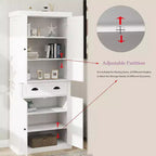 Armadio multiuso alto 180 cm con cassetto, 4 ante e ripiani regolabili per cucina o lavanderia
