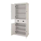 Armadio multiuso alto 180 cm con cassetto, 4 ante e ripiani regolabili per cucina o lavanderia