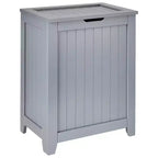 Redmon Contemporary Wooden Clothes Hamper for Bedroom and Laundry Room, Gray