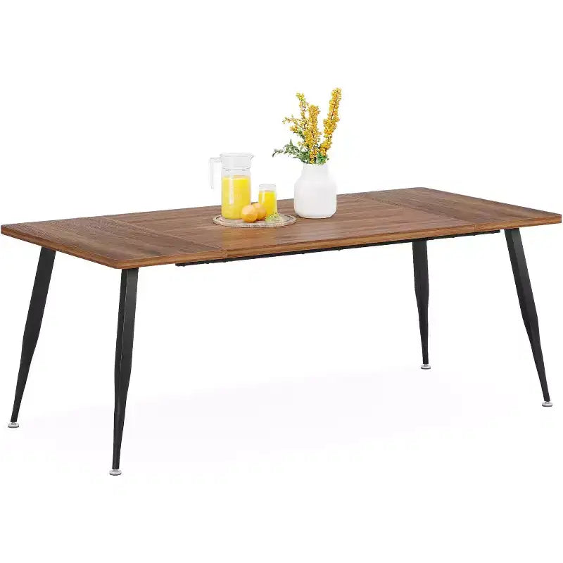 Tavolo da pranzo rettangolare grande da 70,9 pollici, mobili da cucina, marrone+nero