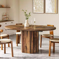 Tavolo da Pranzo Ovale Rustico da 55 Pollici per 6 Persone, Tavolo da Cucina in Legno con Base in Legno per Cucina, Sala da Pranzo e Soggiorno, Marrone