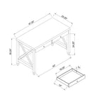 Scrivania da Ufficio in Legno, Scrittoio con Maniglie a Pomello in Legno e Due Cassetti, Telaio con Gambe a X, Scrivania Galleggiante per Ufficio, Studio, Camera da Letto
