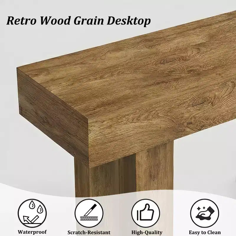 Consolle 63, Tavolo d'ingresso rustico con ripiano, Venatura del legno locale, Tavolo rettangolare in legno da divano per ingresso, corridoio, soggiorno