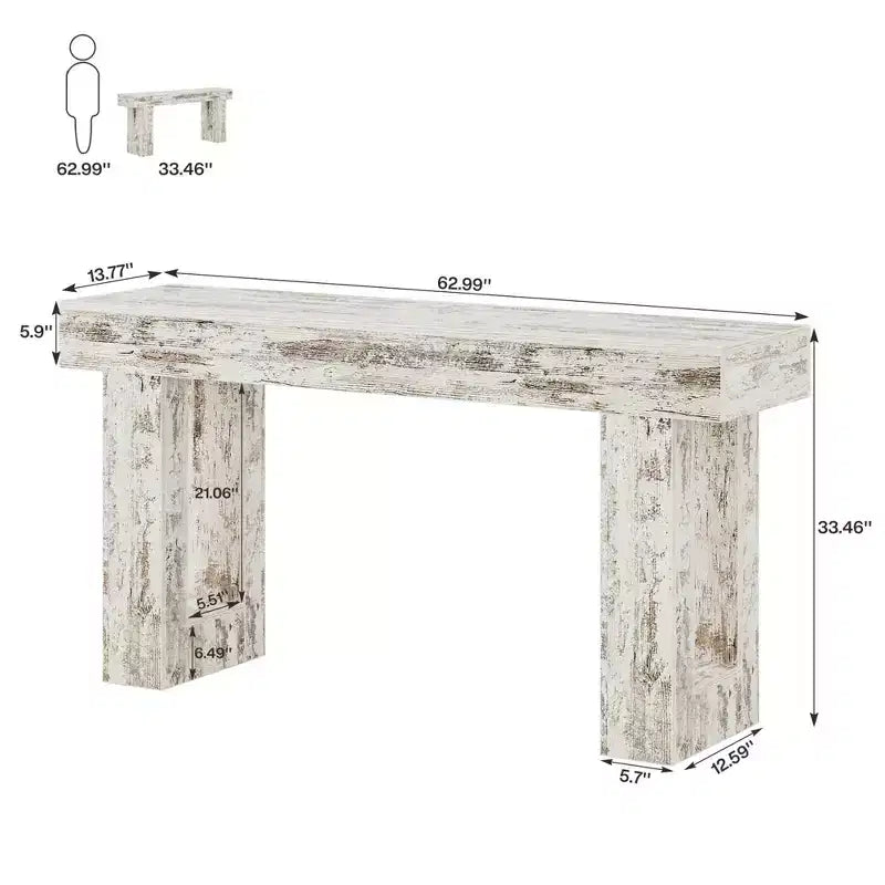 Tavolo console in legno da 63 pollici, tavolo da divano rustico per ingresso