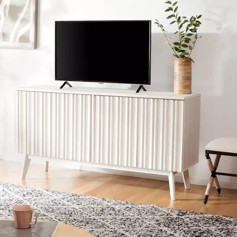 Mobile TV 4 ante 4 ripiani, console TV con ripiani regolabili e gestione cavi, adatto per TV fino a 55"