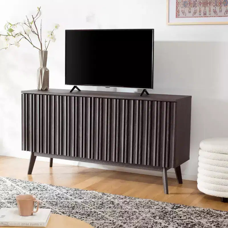 Mobile TV 4 ante 4 ripiani, console TV con ripiani regolabili e gestione cavi, adatto per TV fino a 55"