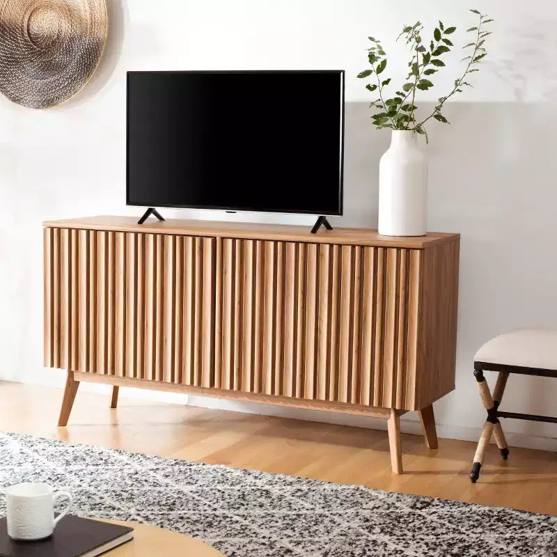 Mobile TV 4 ante 4 ripiani, console TV con ripiani regolabili e gestione cavi, adatto per TV fino a 55"