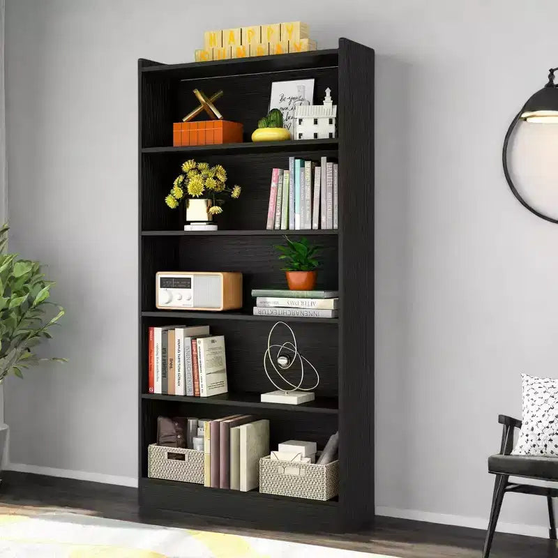 Libreria Alta 180 cm, Scaffale da Terra a 6 Livelli con 5 Ripiani per Soggiorno, Ufficio Domestico, Camera da Letto