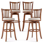 Costway 30.5'' Swivel Barstools Set of 4 w/Backrest & Upholstered Seat Footrest for Pub