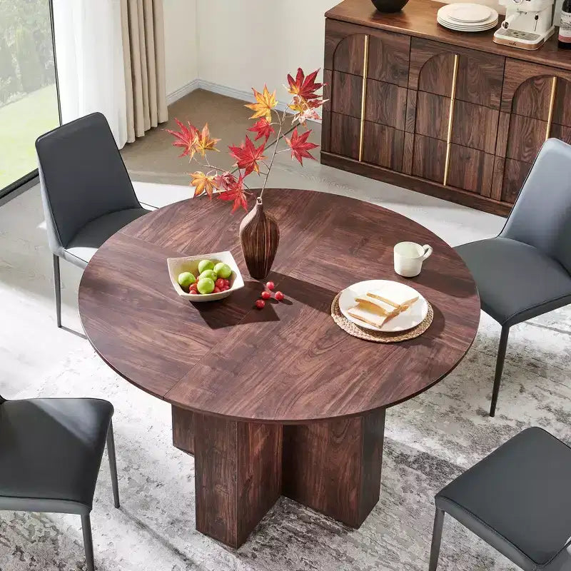 Tavolo da pranzo rotondo da 47 pollici per 4-6 persone, tavolo da cucina moderno con robusta base a croce, mobili da sala da pranzo circolari per cucina e soggiorno