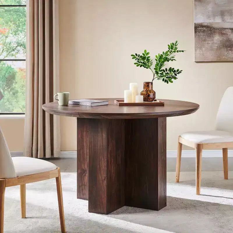 Tavolo da pranzo rotondo da 47 pollici per 4-6 persone, tavolo da cucina moderno con robusta base a croce, mobili da sala da pranzo circolari per cucina e soggiorno