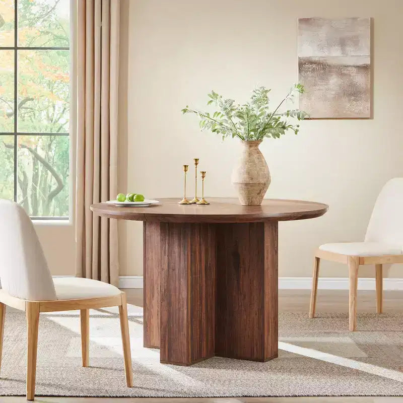 Tavolo da pranzo rotondo da 47 pollici per 4-6 persone, tavolo da cucina moderno con robusta base a croce, mobili da sala da pranzo circolari per cucina e soggiorno