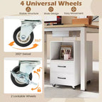 Tavolino con stazione di ricarica integrata, porte USB, prese, 2 cassetti, 3 ripiani, Bianco