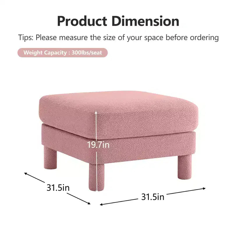 Pouf Sgabello Ottomano in Bouclé di Poliestere Moderno, Poggiapiedi Imbottito per Soggiorno Camera da Letto Ufficio