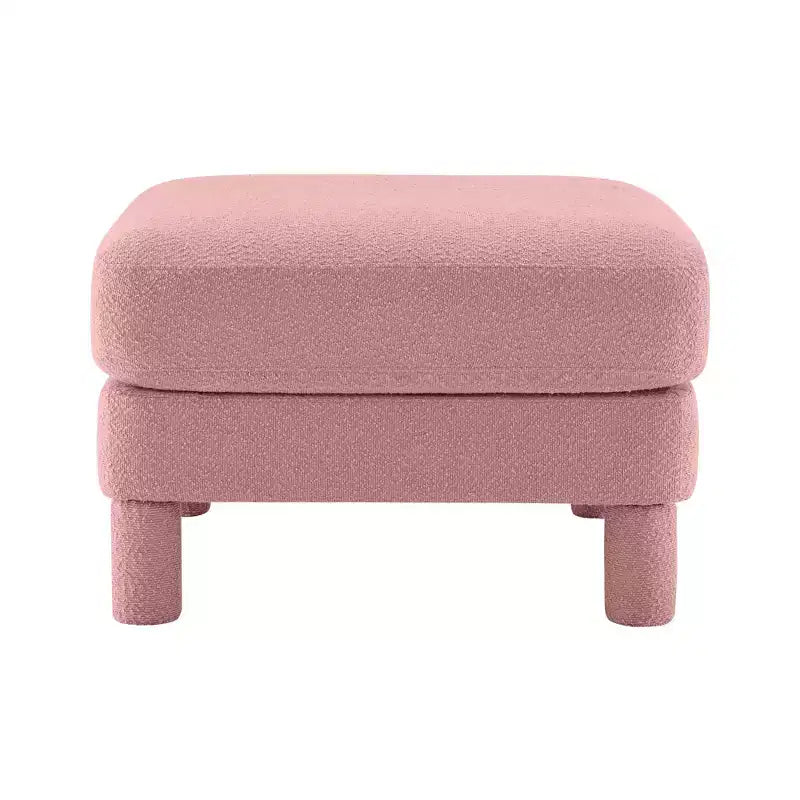 Pouf Sgabello Ottomano in Bouclé di Poliestere Moderno, Poggiapiedi Imbottito per Soggiorno Camera da Letto Ufficio