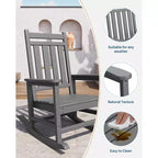 Sedia a dondolo da esterno, sedia da giardino resistente alle intemperie per patio, sedia a dondolo in HDPE per adulti, dondolo per portico anteriore per giardino, cortile, terrazza