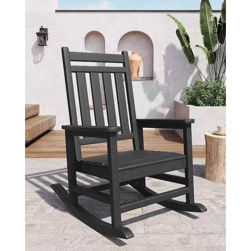 Outdoor Rocking Chair, Lawn Chair All Weather Resistant Patio Chairs, HDPE Rocking Chair for Adults, Front Porch Rocker for Garden, Backyard Deck