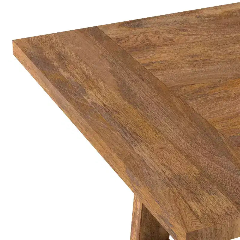 Tavolo da pranzo in legno massello di mango stile rustico, larghezza 183 cm