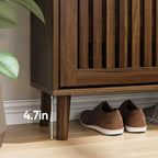 Scarpiera indipendente Mid-Century Modern da 80 cm con 2 cassetti a ribalta, porta scarpe a stecche per corridoi e ingressi