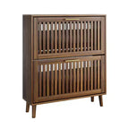 Scarpiera indipendente Mid-Century Modern da 80 cm con 2 cassetti a ribalta, porta scarpe a stecche per corridoi e ingressi